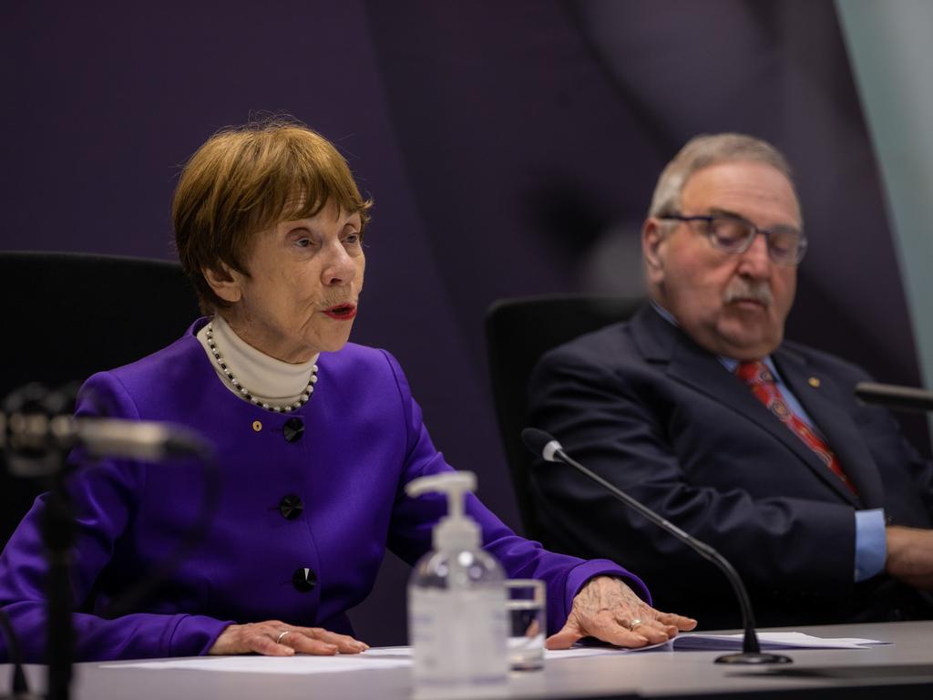 President Marcia Naeve and Commissioner Robert Benjamin. Picture: Luke Bowden/ABC News