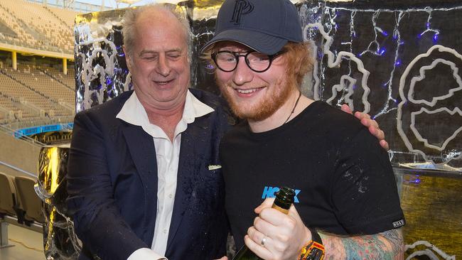 Ed Sheeran with his good friend the late Michael Gudinski. Picture: WireImage