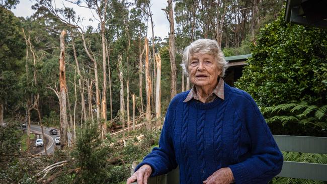 Merlin Edgar, 89, was left without power at her home when the storms hit. Picture: Jason Edwards