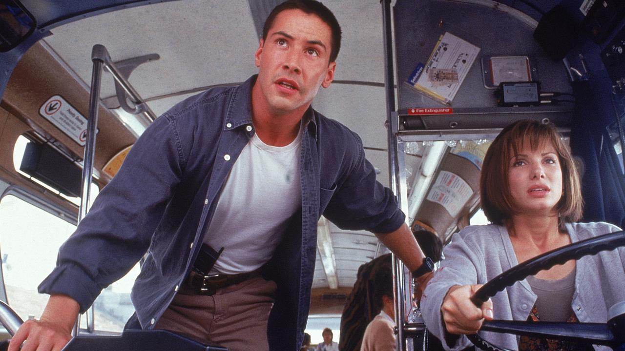 Keanu Reeves and Sandra Bullock in 1994 film Speed.