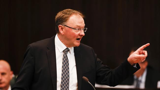 Liberal MP Roger Jaensch during question time in State Parliament. Picture: Zak Simmonds