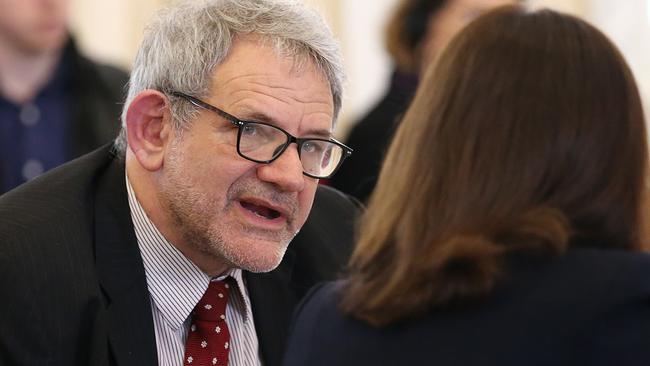 David Barbagallo speaks with Premier Annastacia Palaszczuk during estimate hearings in 2019. File picture