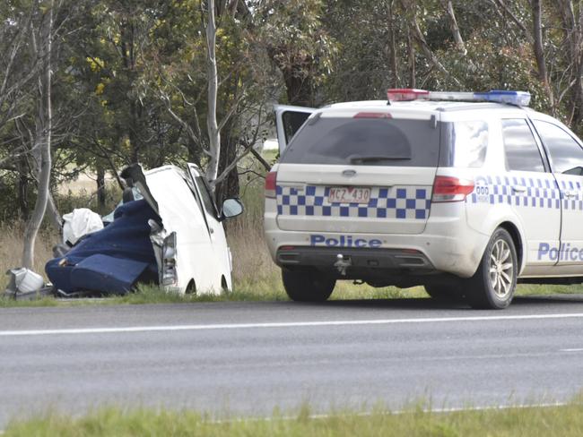 Emergency services at the scene of the crash. Picture: Ian Wilson