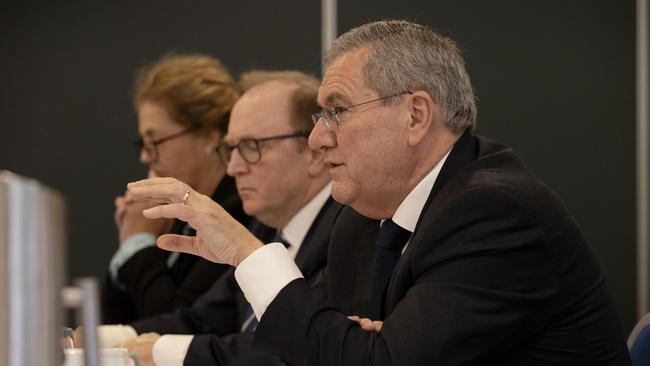 ASIC’s Melissa Smith, Tim Mullaly and Joe Longo in Sydney for a Parliamentary hearing. Picture: Jane Dempster/The Australian