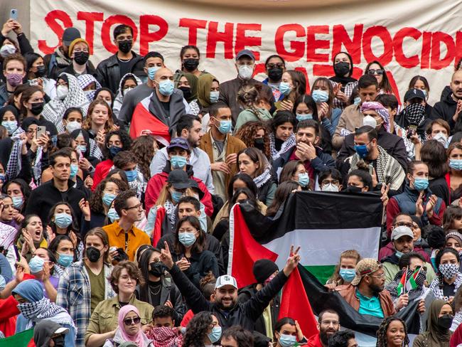 Students gather at Harvard University to show their support for Palestinians in Gaza at a rally in Cambridge, Massachusetts. Picture: AFP