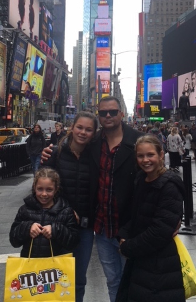 Anthony Seibold on holiday in New York with his children Siena, 9, Isabella, 16 and Ava 12.