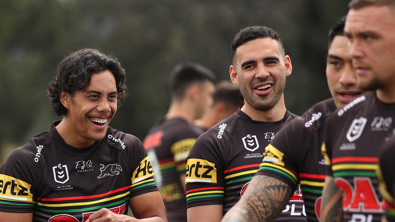 Penrith's Jarome Luai during the Penrith Panthers 2020 NRL Grand Final team photo at Panthers Rugby League Academy, Penrith. Picture: Brett Costello