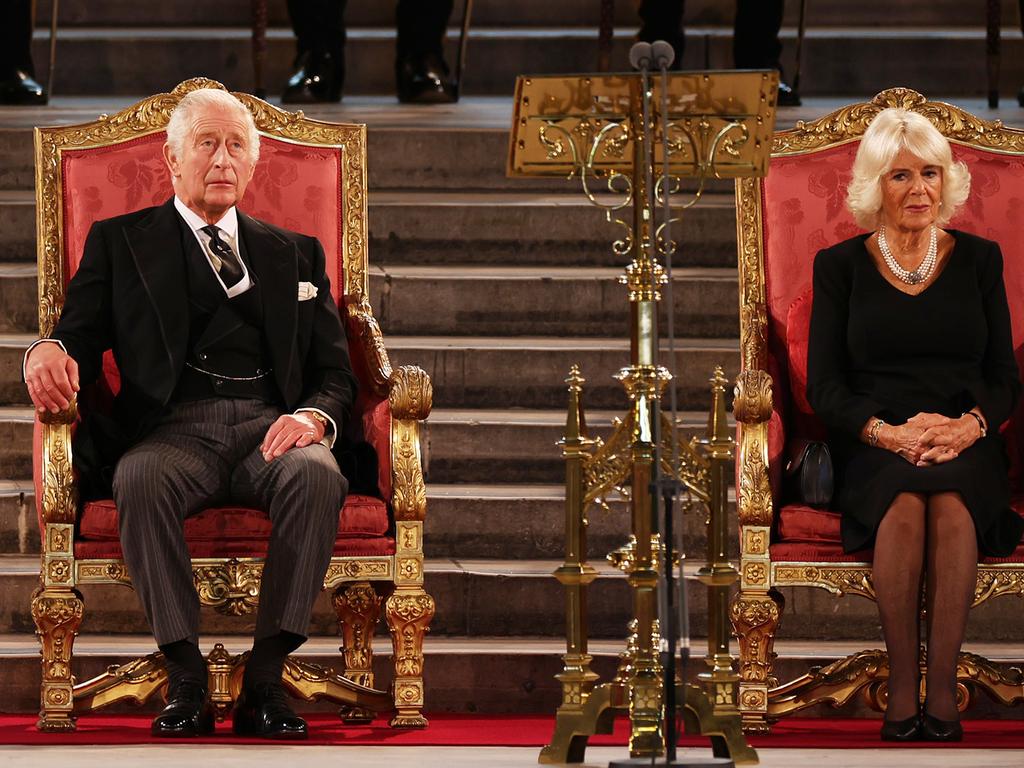 King Charles III and Camilla, Queen Consort at Westminster Hall. Picture: Dan Kitwood/Getty Images