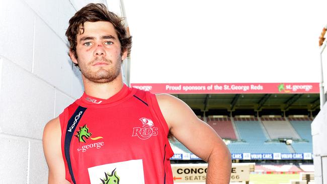 BRISBANE, AUSTRALIA - JULY 16: Liam Gill poses for a photo after a Queensland Reds Super Rugby media and training session at Ballymore Stadium on July 16, 2013 in Brisbane, Australia. (Photo by Bradley Kanaris/Getty Images)