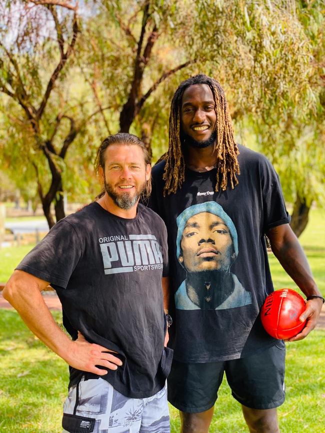 Ben Cousins meets with current West Coast star Nic Naitanui.