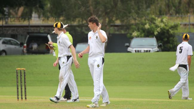 Aiden Mohr. AIC First XI cricket between St Peters Lutheran College and St Laurenceâ&#128;&#153;s College. Saturday February 10,2024.