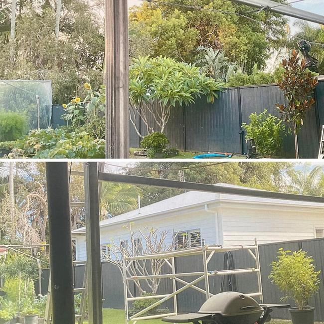 Before and after construction of the granny flat from Ms Spanski's back deck. Picture: Supplied