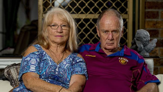 Heather Derry and John Derry who held back tears as he explained how the Gold Coast community rallied to support them after their dog Molly was mauled to death. Picture: Jerad Williams.