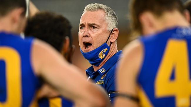 Coach Adam Simpson is encouraging the Eagles to stay positive. Picture: Getty Images