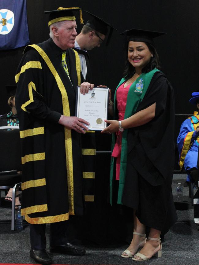 Gladys Ramos graduated with a Bachelor of Social Work (Honours) at the CQUniversity graduation ceremony in Bundaberg on December 14, 2023.