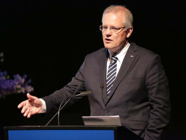 Mr Morrison at the 2018 Bradfield Oration at the Art Gallery of NSW on Monday night. Picture: Christian Gilles