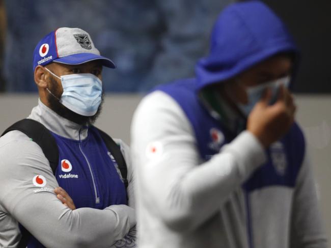 New Zealand Warriors arrive at Tamworth airport, Sunday, May 3, 2020. Warriors players will live and train in Tamworth under quarantine conditions before the NRL competition resumes at the end of May. (AAP Image/Darren Pateman) NO ARCHIVING