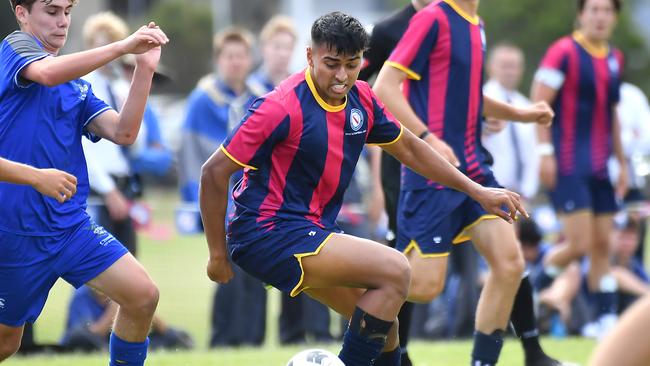 First XI soccer between Brisbane State High School v Churchie. Saturday April 22, 2023. Picture, John Gass