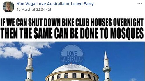 A post on the Love Australia or Leave Party’s Facebook page. Picture: Facebook 