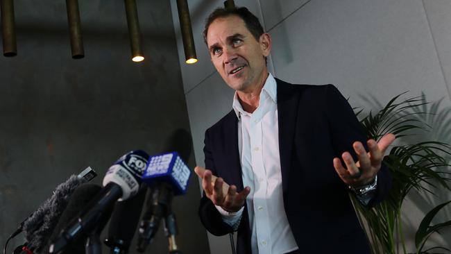 Australian coach Justin Langer speaks at a Zoom press conference on Thursday