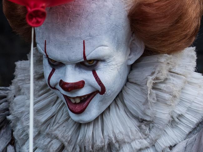 Pennywise the Clown (Bill Skarsgard) in a scene from Stephen King's It. Roadshow Films.