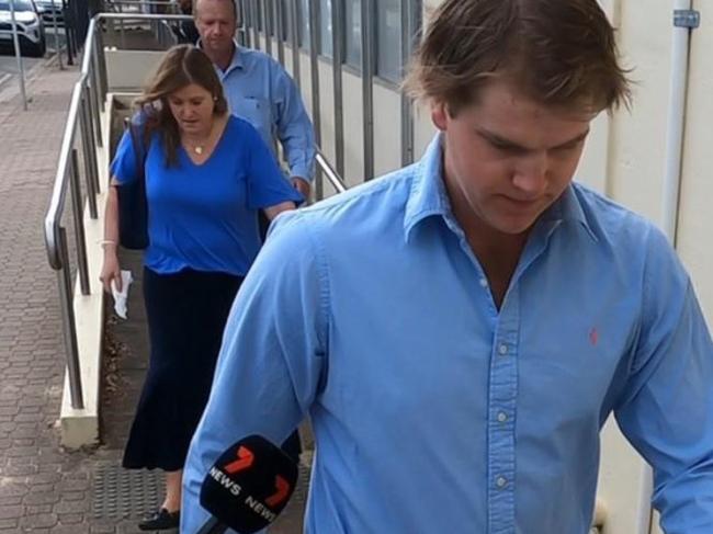 James Paul Bryson outside Naracoorte Magistrates Court on Wednesday, January 24, 2024, for his first appearance on charges over a double fatal car crash. Picture : 7NEWS