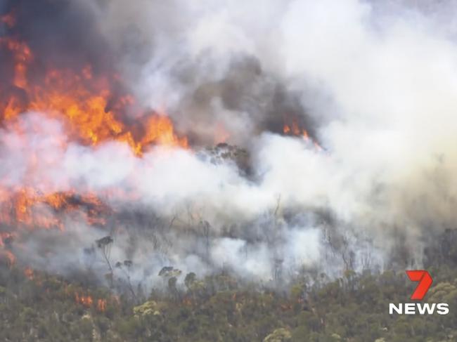 An aerial view of the fire near Dimboola. Picture: 7NEWS