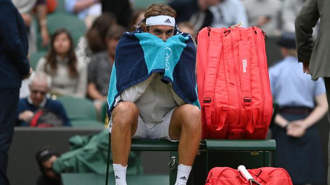 Greece's Stefanos Tsitsipas was unimpressed with Kyrgios’ on-court antics during his defeat. Picture: AFP