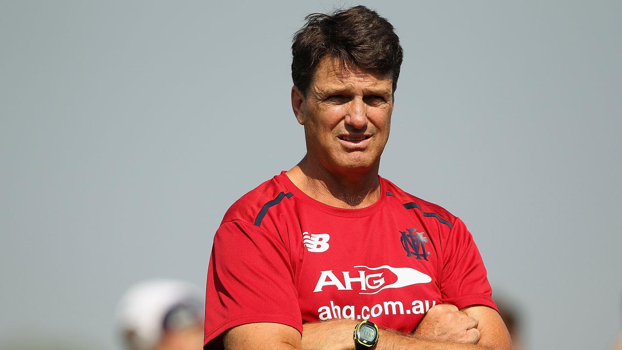 MELBOURNE, AUSTRALIA - FEBRUARY 19: Coach Paul Roos looks on after the Melbourne Demons AFL Intra-Club match at Casey Fields on February 19, 2015 in Melbourne, Australia. (Photo by Robert Prezioso/Getty Images)