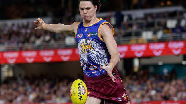 BRISBANE, AUSTRALIA - JULY 07: Eric Hipwood of the Lions in action during the 2024 AFL Round 17 match between the Brisbane Lions and the Adelaide Crows at The Gabba on July 07, 2024 in Brisbane, Australia. (Photo by Russell Freeman/AFL Photos via Getty Images)