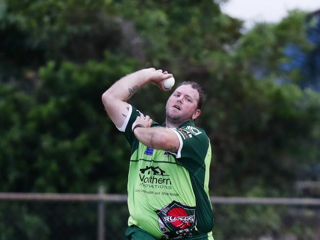 Rover's Aaron Lock bowls in the Cricket Far North A Grade 50-over game between Rovers and Atherton, held at Griffiths Park, Manunda. Picture: Brendan Radke