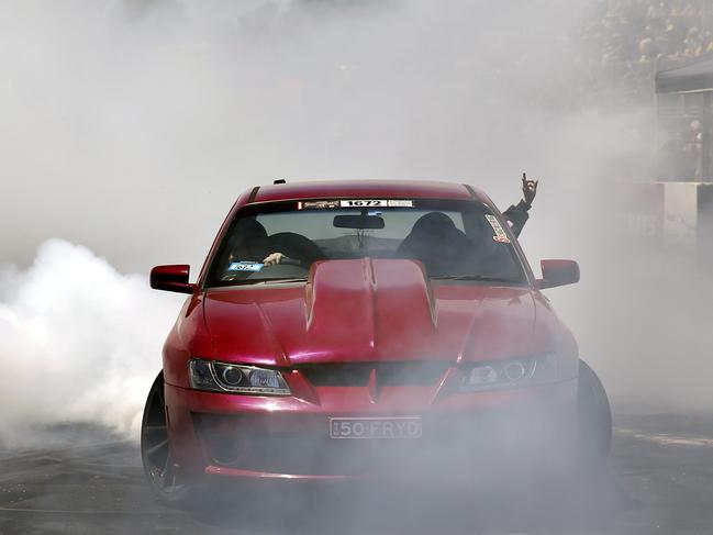 The Burnout competition at the festival. The annual Street Machine Summernats Car Festival began in Canberra with thousands of car enthusiasts expected to attend the event over the four days. Picture: Gary Ramage/ News Corp Australia