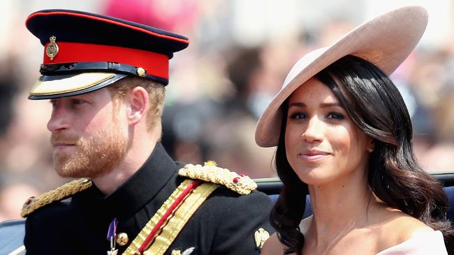 Meghan, Duchess of Sussex and Prince Harry, Duke of Sussex during Trooping The Colour on the Mall on June 9, 2018 in London, England. Picture: Chris Jackson/Getty Images