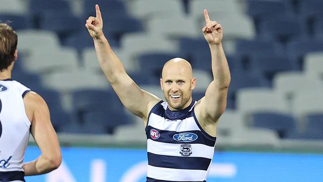 Ablett, against Gold Coast, celebrated his 350th game. Picture: Michael Klein