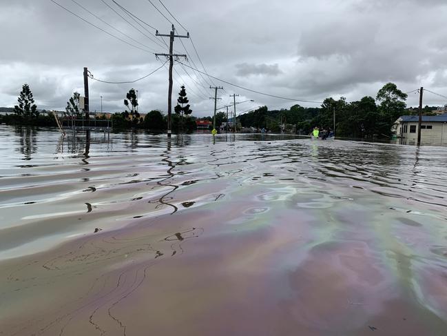 Boaties cruise up Diadem St at Lismore on March 1, 2022. Picture: Stuart Cumming