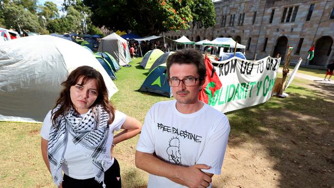 UQ Students for Palestine held  a press conference in the Great Court and speaking were Ella Gutteridge and Liam Parry. St Lucia Friday 10th May 2024 Picture David Clark