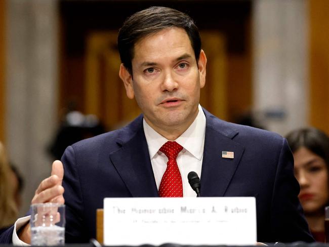 WASHINGTON, DC - JANUARY 15: U.S. President-elect Donald Trumpâs nominee for Secretary of State, Sen. Marco Rubio (R-FL) testifies during his Senate Foreign Relations confirmation hearing at Dirksen Senate Office Building on January 15, 2025 in Washington, DC. Rubio, a three-term Senator and a member of the Foreign Relations Committee, has broad bipartisan support from his Senate colleagues but is expected to face questions over Trumpâs plans for Greenland, U.S. relations with Russia and the safe return of Hamas-held hostages.   Kevin Dietsch/Getty Images/AFP (Photo by Kevin Dietsch / GETTY IMAGES NORTH AMERICA / Getty Images via AFP)