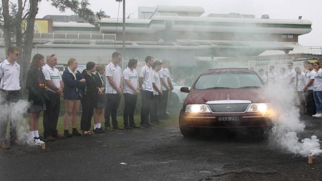 CLUB MATES: A guard of honour was formed by South Lismore Celtics as the service for Cameron Rodney Hyde who passed away from cancer. Photo: Alison Paterson