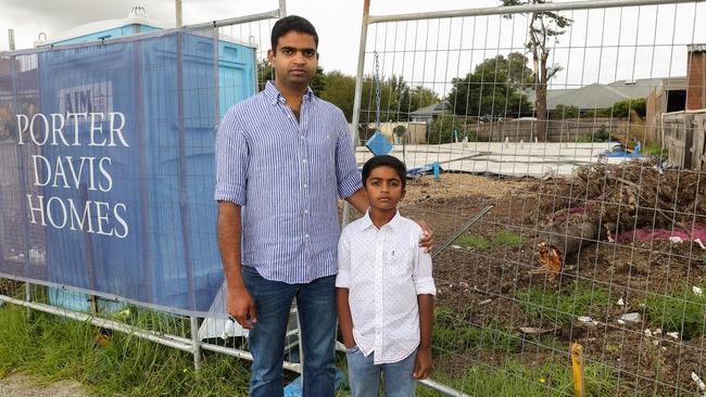 The Jacob family purchased a contract with Porter Davis for their dream home in Keilor East, with the slab finally poured in February this year. A month later the company folded. Picture: Ian Currie