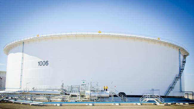 A 100 million litre crude oil tank at Viva Energy’s Geelong Refinery. Picture: Supplied