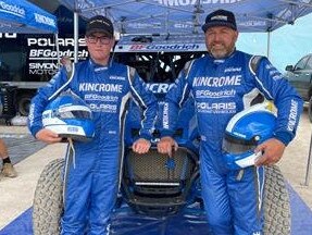 Co-driver Max O'Brien, left and Simon Evans before the crash. Picture: Brett Murray