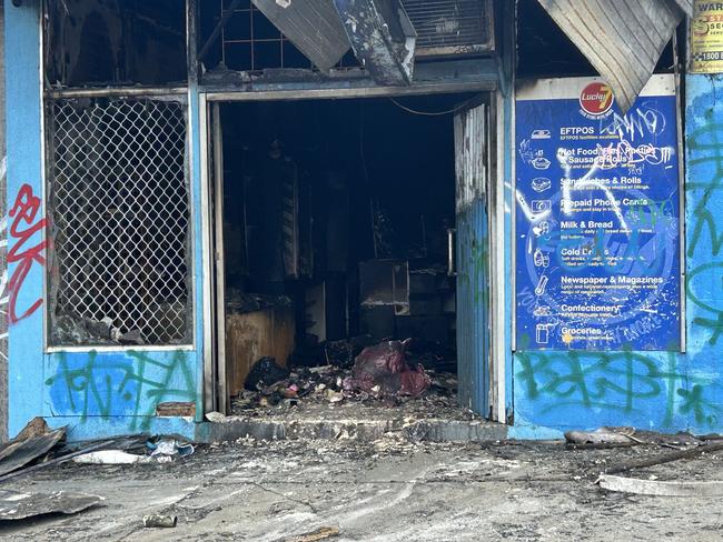 A convenience store has gone up in flames in Thomson. Picture: Satria Dyer-Darmawan