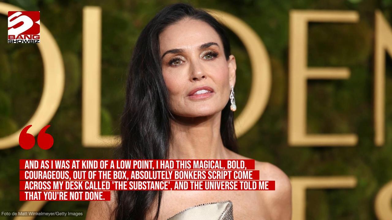 Demi Moore admitted she was 'in shock' as she delivered a powerful acceptance speech at the Golden Globe Awards