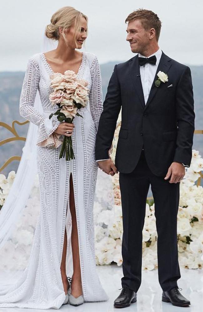 Kieren Jack and Charlotte Goodlet tied the knot in the Blue Mountains on Friday. Picture: Instagram/@charlottegoodlet