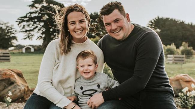 Suspected shark attack victim Duncan Craw with his wife Taylia and their son Levi. Picture: Supplied by family