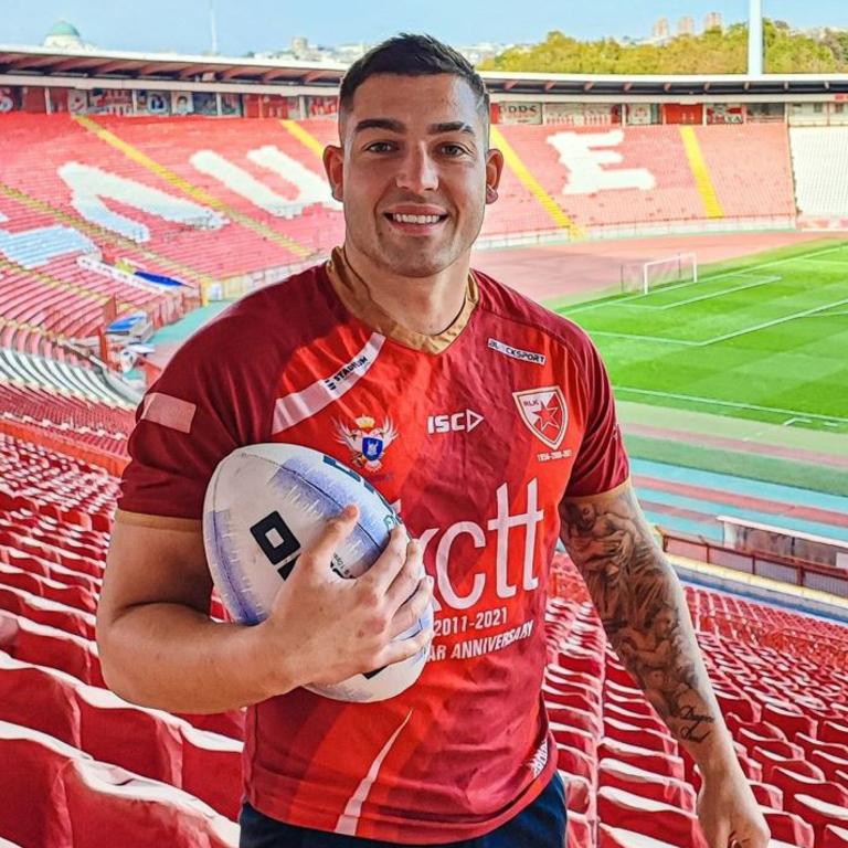 Canberra Raiders winger Nick Cotric visiting Red Star Belgrade in Serbia. Picture: Instagram