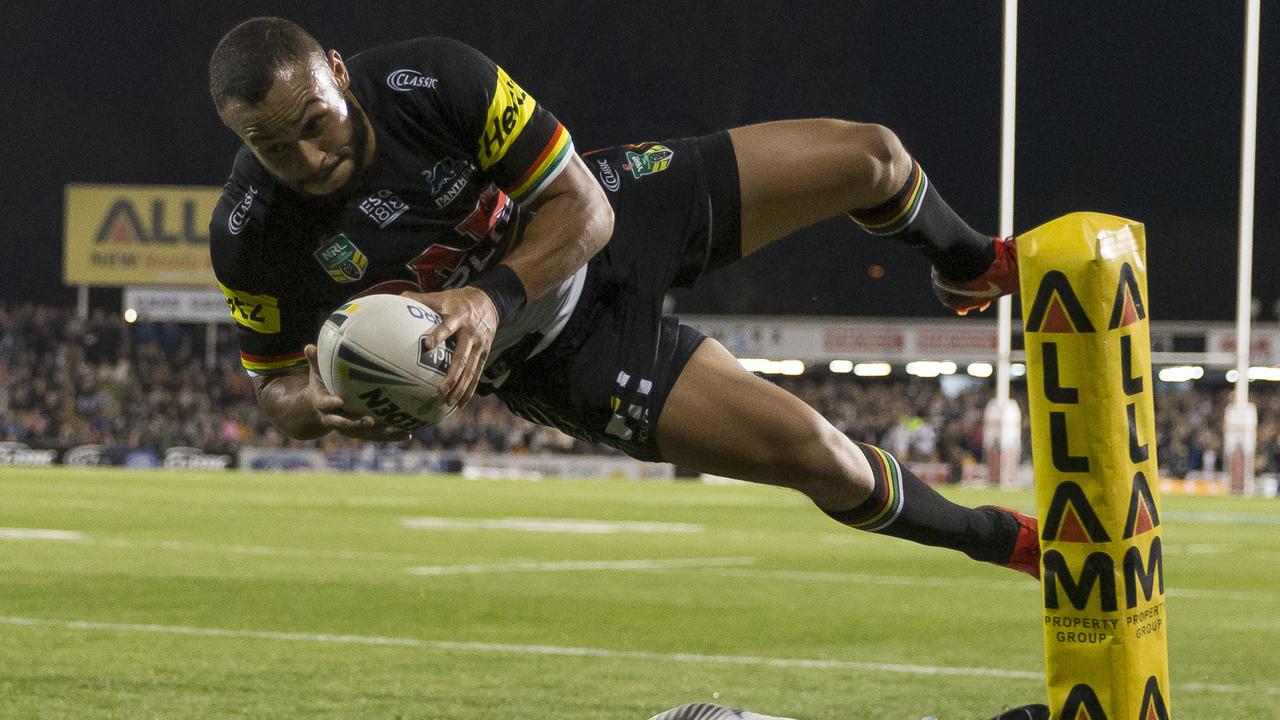 Tyrone Phillips of the Panthers scores against the Tigers in 2018