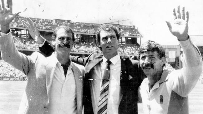 Heroes of Australian cricket: Dennis Lillee, Greg Chappell and Rod Marsh.