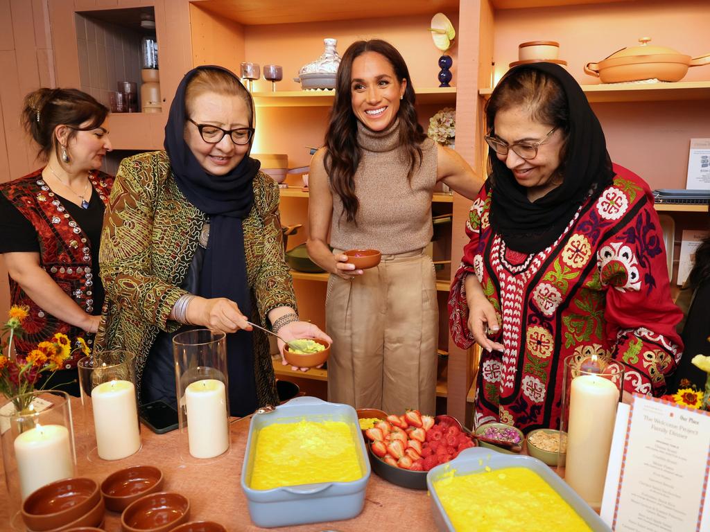 Meghan Markle with guests at the intimate dinner she hosted for The Welcome Project in Venice, California. Picture: The Archewell Foundation via Getty Images