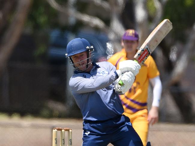 Kookaburra Cup cricket - Broadbeach Robina vs. Palm Beach Currumbin at Broadbeach Sports and Recreation Centre. Broadbeach batman Steven Baker. (Photo/Steve Holland)